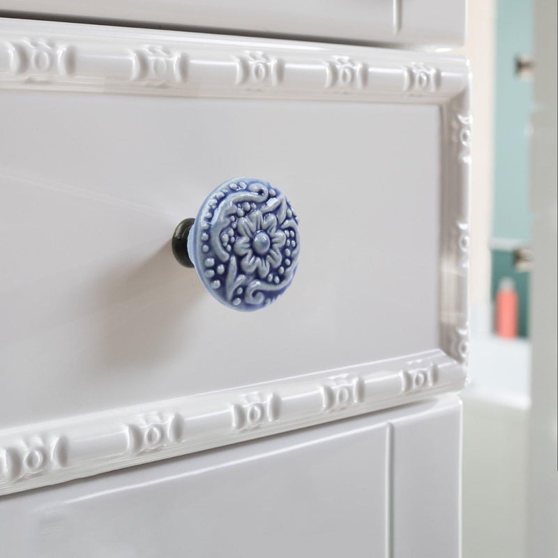 Geesatis 10 pcs Ceramic knobs Drawer Cabinet Pull Handle Knobs Furniture Decorative Pull Tool with Mounting Screws, Light Blue, 1.4 inch Diameter - Image 4